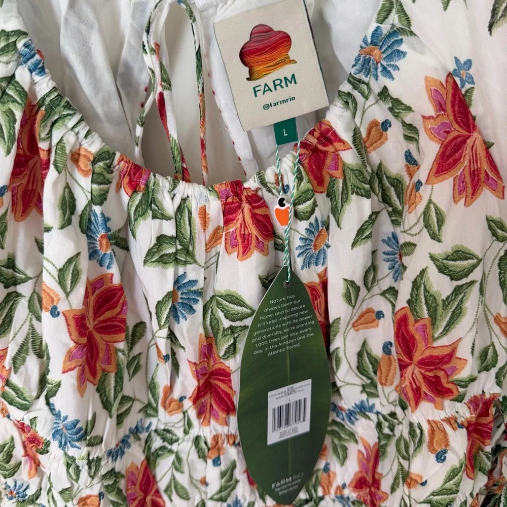 NWT Farm Rio Floral Mini Dress Off White Floral Size L - Picture 3 of 12